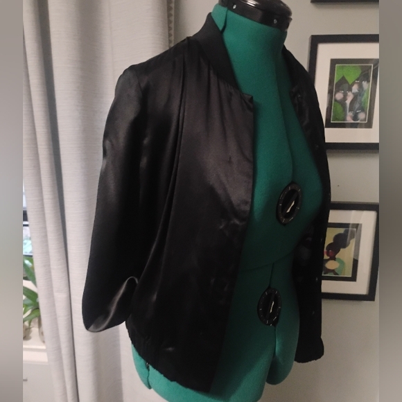 JNBY Graphic Print Black Lightweight Baseball Style Jacket Sz L - Picture 10 of 14